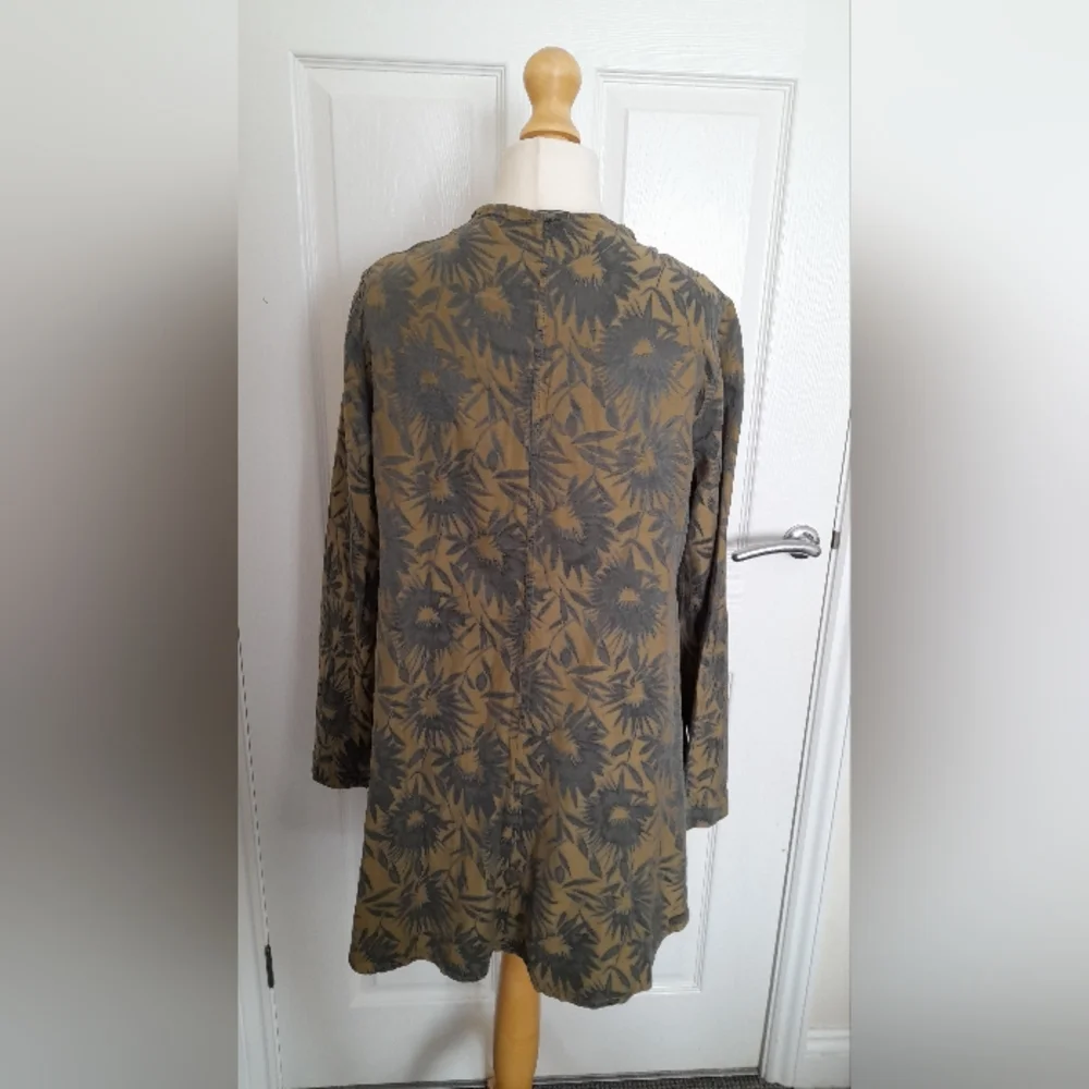 Grizas S UK 10 Cotton Silk Green Floral Layered Top - Picture 4 of 9